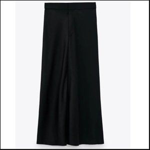 Zara Black Satin Effect Skirt NWOT